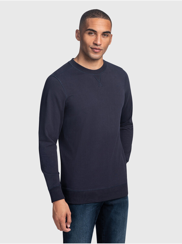 Lange regular fit Girav Princeton Light Sweatshirt in Navy mit Rundhalsausschnitt für Männer