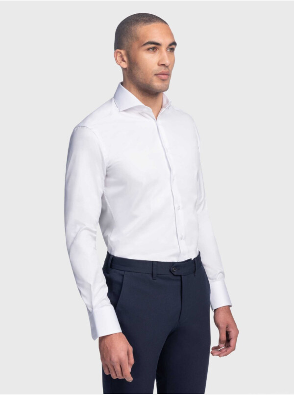 White Long Men's Dress Shirt Livorno Regular Fit 100% Cotton by Girav