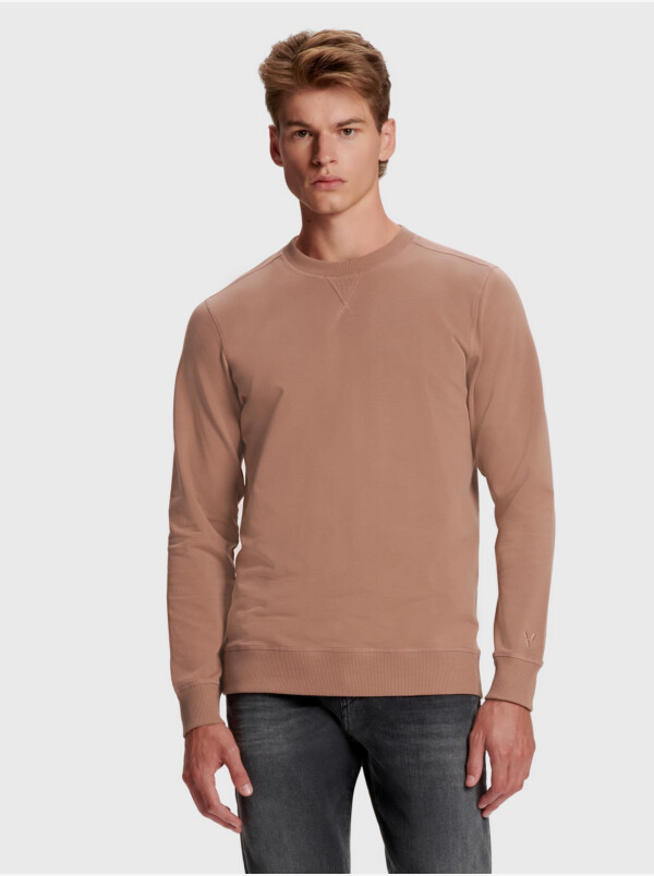 Lange regular fit Girav Princeton Light Sweatshirt in Nutmeg brown mit Rundhalsausschnitt für Männer