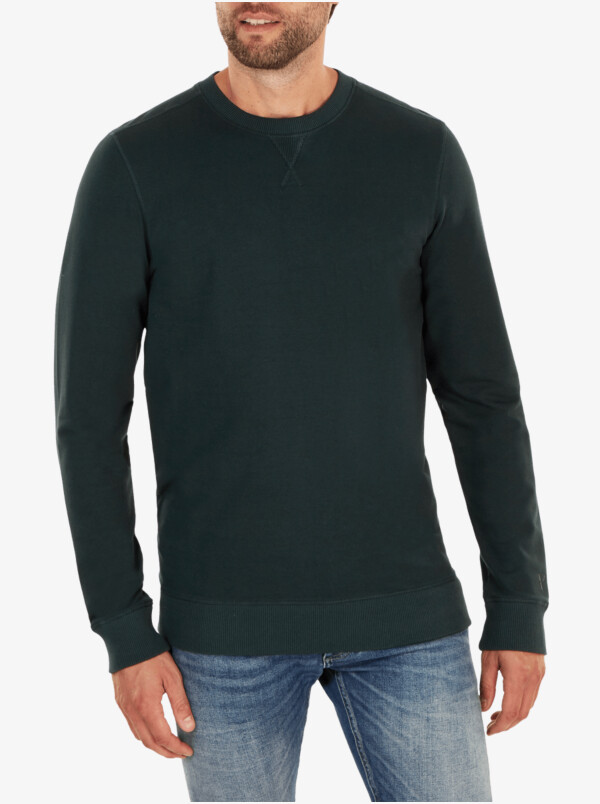 Lange regular fit Girav Princeton Light Sweatshirt in Schattengrün mit Rundhalsausschnitt für Männer